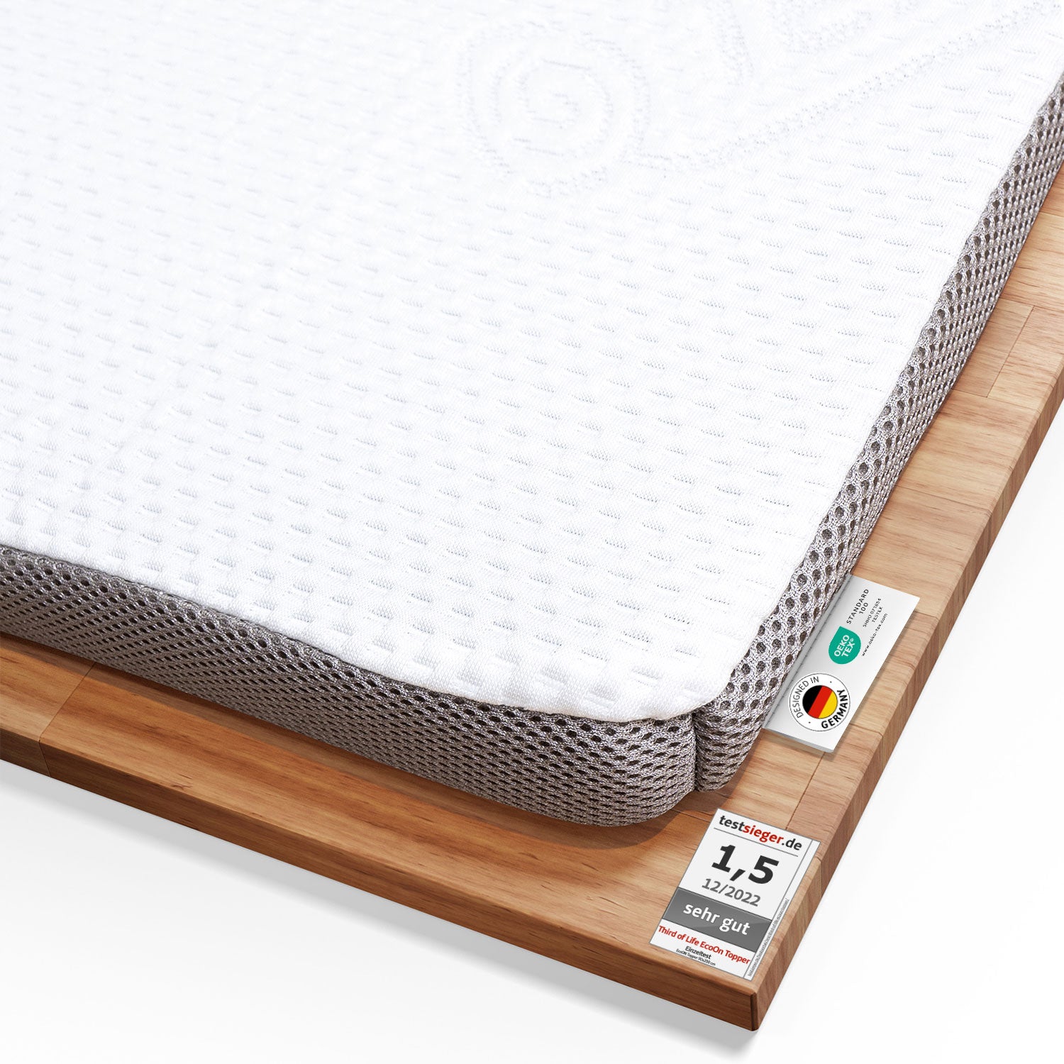 Topper EcoON - Ergonomische Matratzentopper aus Memory-Schaum mit Bezug aus nachhaltigem Tencel - Third of Life