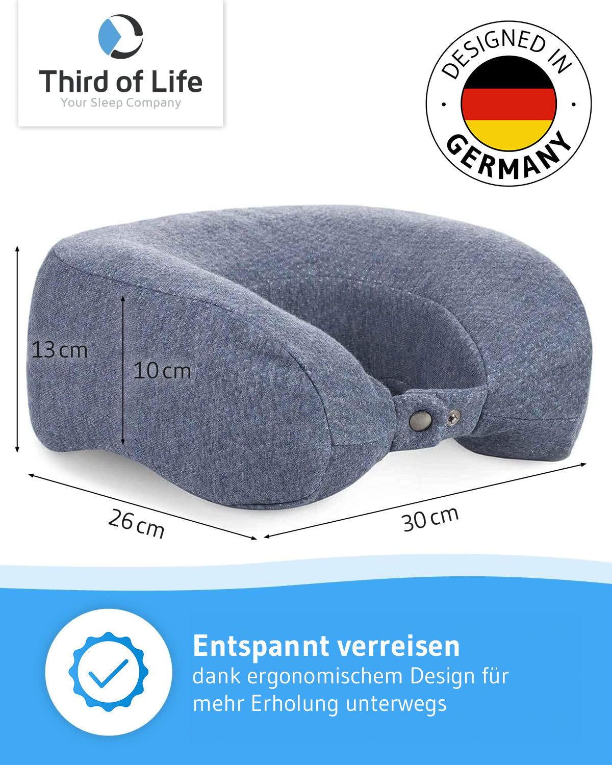 ANDAR Nackenhörnchen Reisekissen aus Visco Schaum - Third of Life