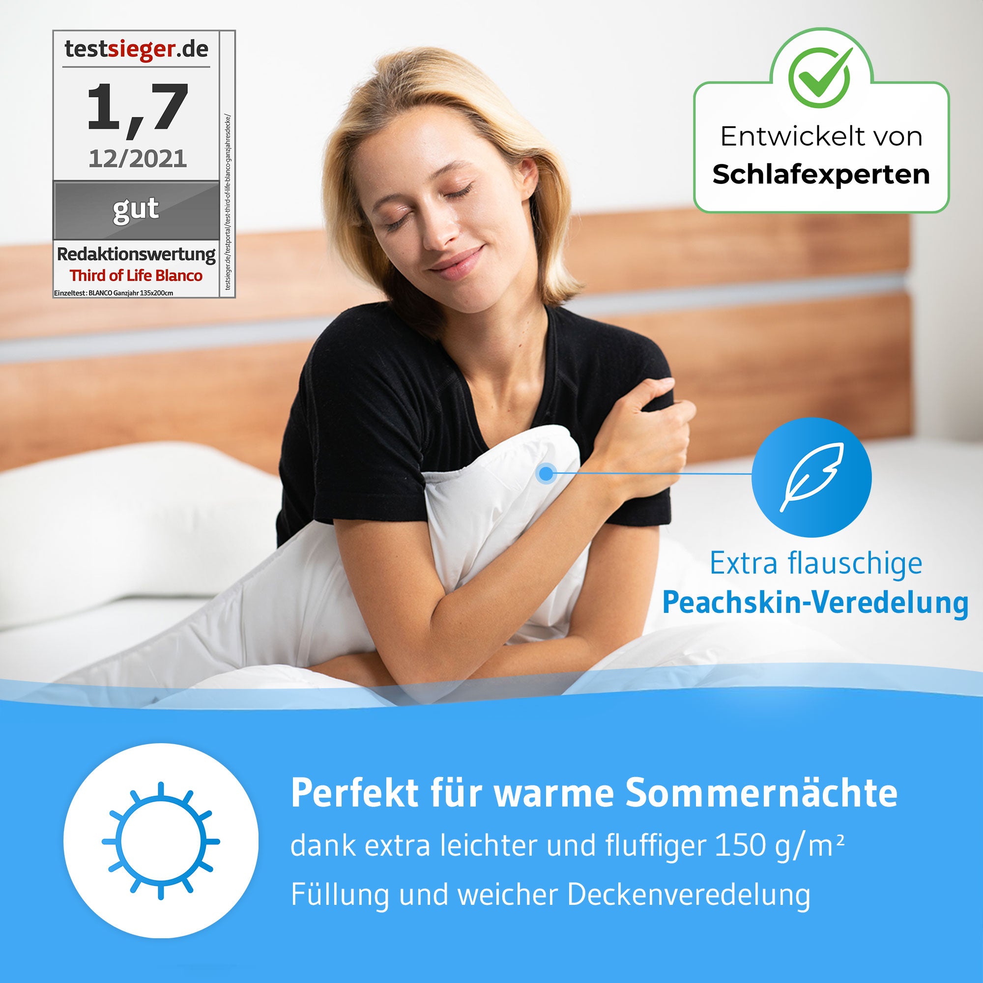 Sommerdecke BLANCO für Kinder mit Sanitized®-Schutz, für Allergiker geeignet - Third of Life