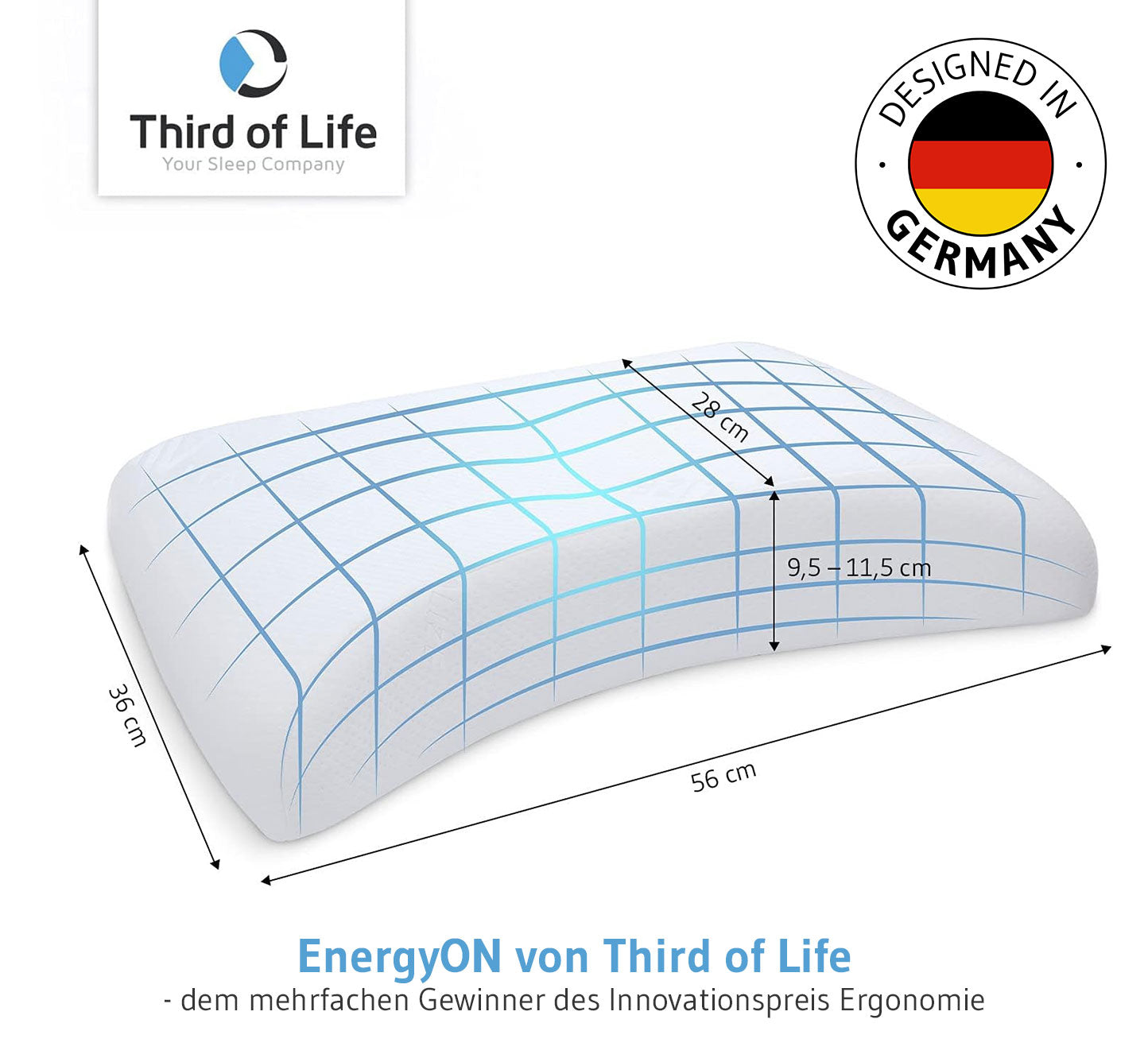 EnergyOn Regenerationskissen aus Visco Schaum mit Vitalize Bezug - Third of Life