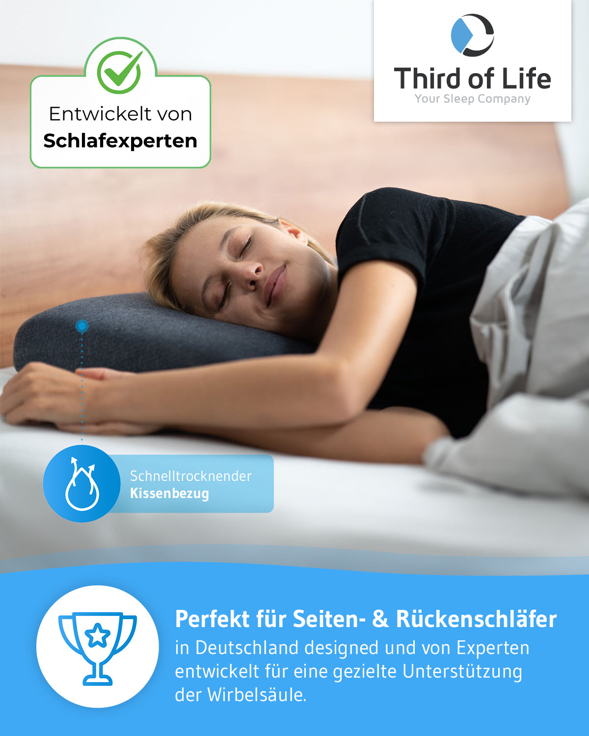 EnergyOn Regenerationskissen aus Visco Schaum mit Vitalize Bezug - Third of Life