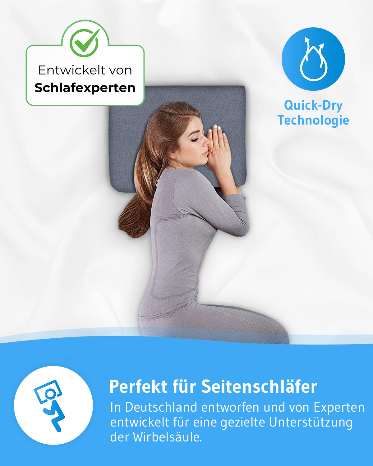 GIANFAR Nackenstützkissen mit Nackenbogen aus Visco Schaum mit Klimabezug - Third of Life