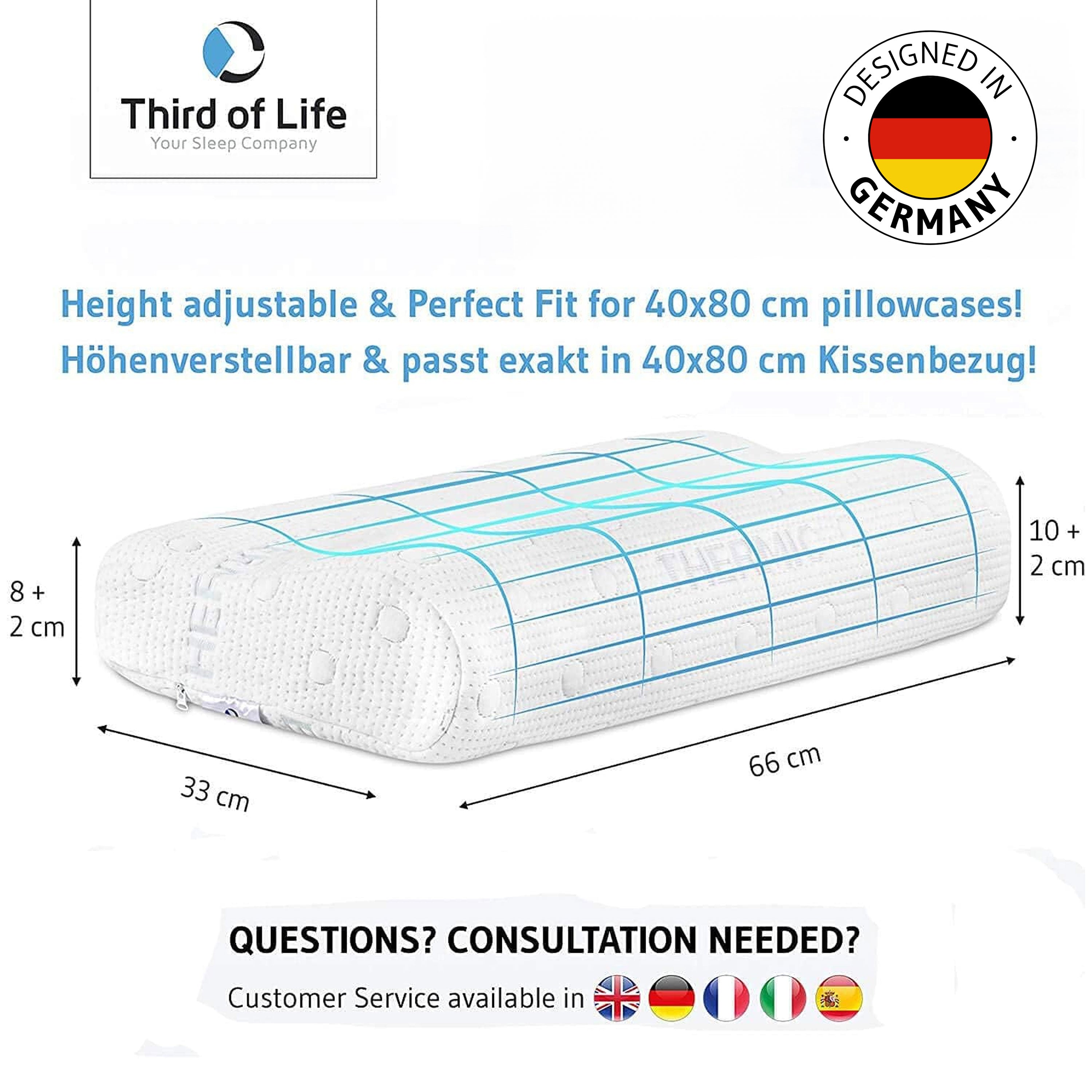 HADAR wave Nackensütz-Kopfkissen mit Nackenwelle, anpassbar aus Visco Schaum - Third of Life