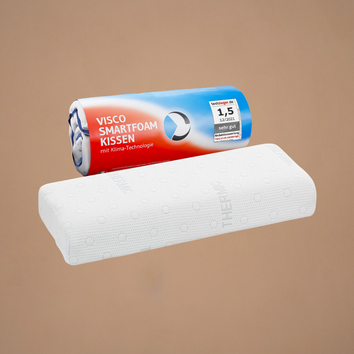 HADAR Nackenstütz-Kopfkissen, höhenverstellbar und ergonomisch aus Visco Schaum - Third of Life