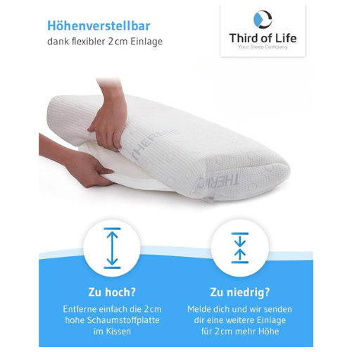 HADAR Nackenstützkissen, höhenverstellbar und ergonomisch aus Visco Schaum - Third of Life