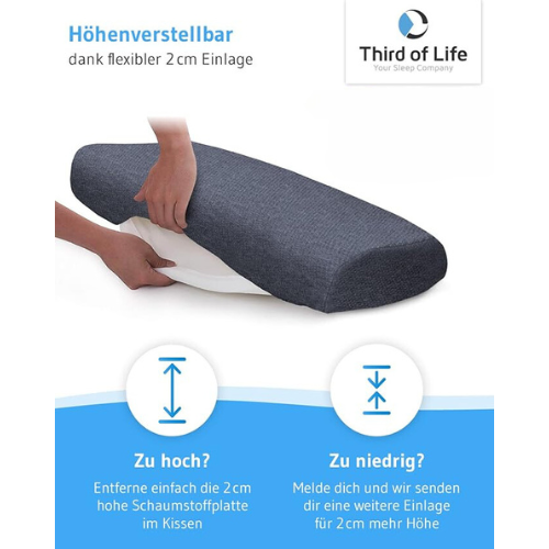 HADAR Nackenstützkissen, höhenverstellbar und ergonomisch aus Visco Schaum - Third of Life