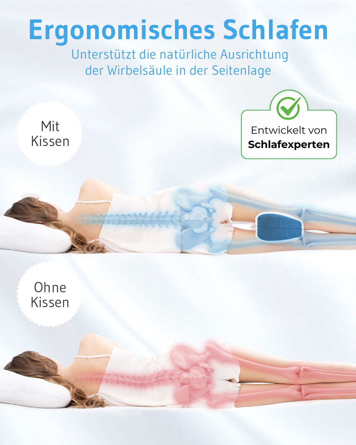 Kniekissen für Seitenschläfer QuickDry-Bezug - Third of Life