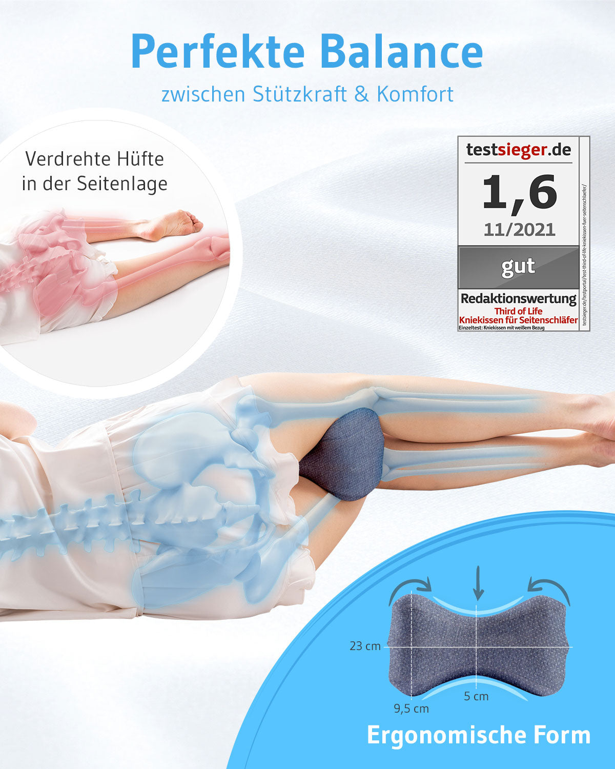 Kniekissen für Seitenschläfer QuickDry-Bezug - Third of Life