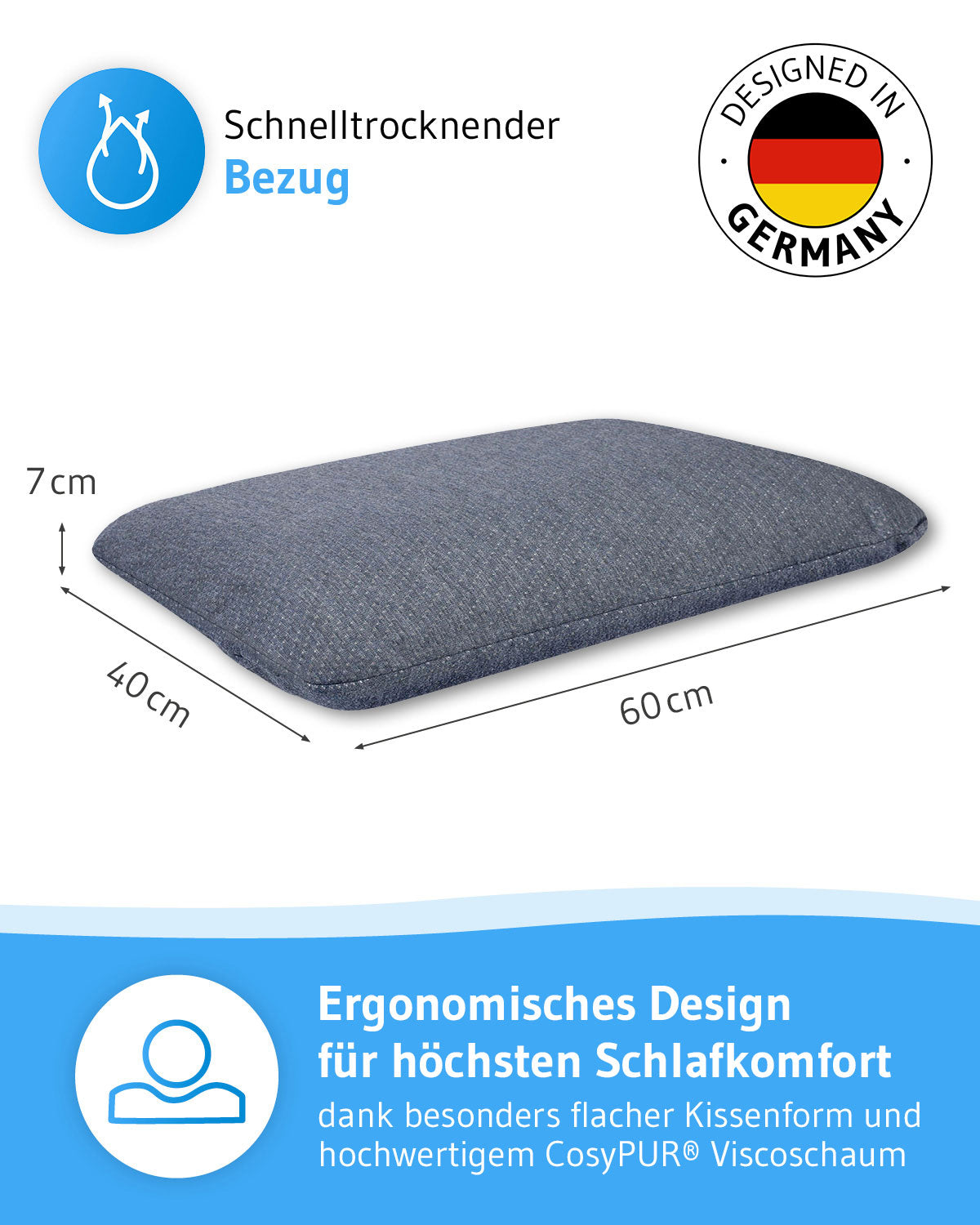 MIZAR Bauchschläferkissen, extra weich aus Visco Schaum - Third of Life