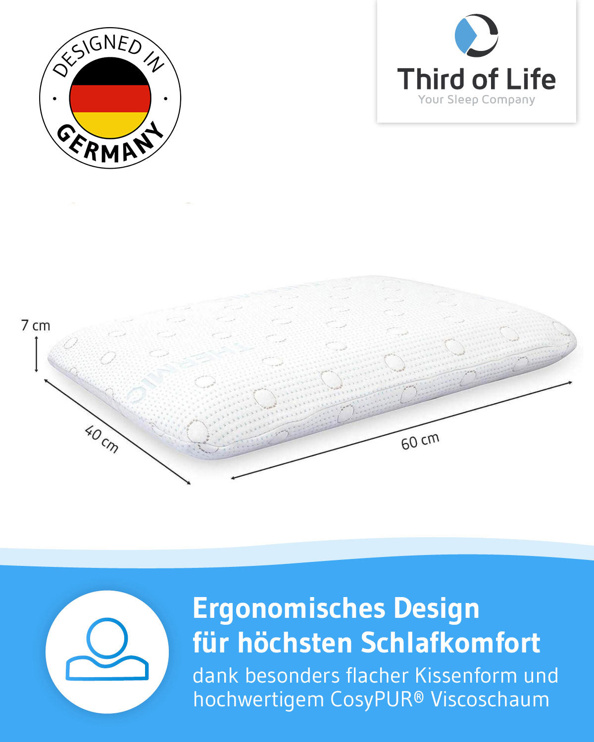 MIZAR Bauchschläferkissen, extra weich aus Visco Schaum - Third of Life