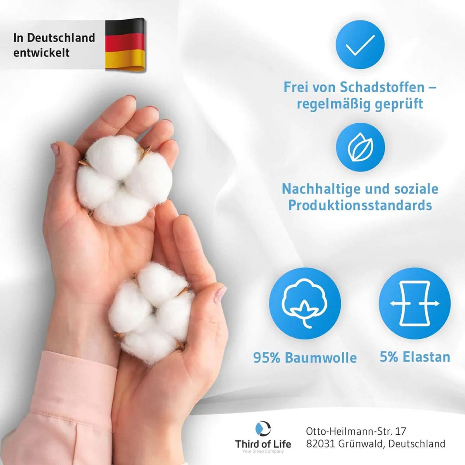 Kindergrößen: Spannbettlaken mit Elasthan BENE faltenfrei und bügelfrei, supersoft und atmungsaktiv - Third of Life