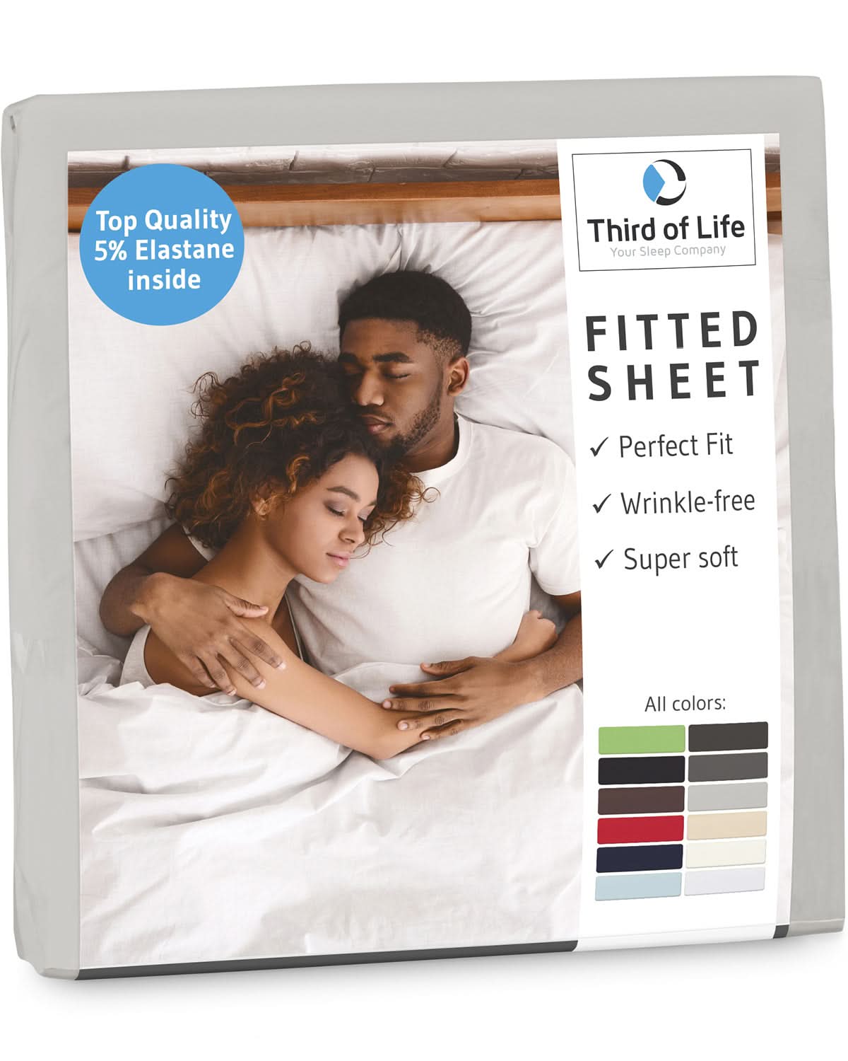 Spannbettlaken mit Elasthan BENE, faltenfrei und bügelfrei, supersoft und atmungsaktiv - Third of Life