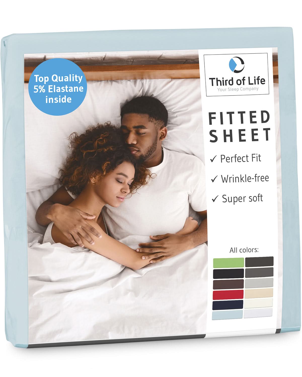 Spannbettlaken mit Elasthan BENE, faltenfrei und bügelfrei, supersoft und atmungsaktiv - Third of Life