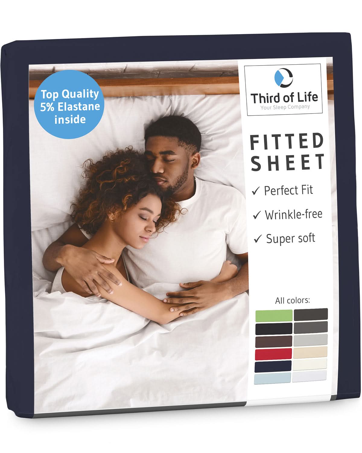 Spannbettlaken mit Elasthan BENE, faltenfrei und bügelfrei, supersoft und atmungsaktiv - Third of Life