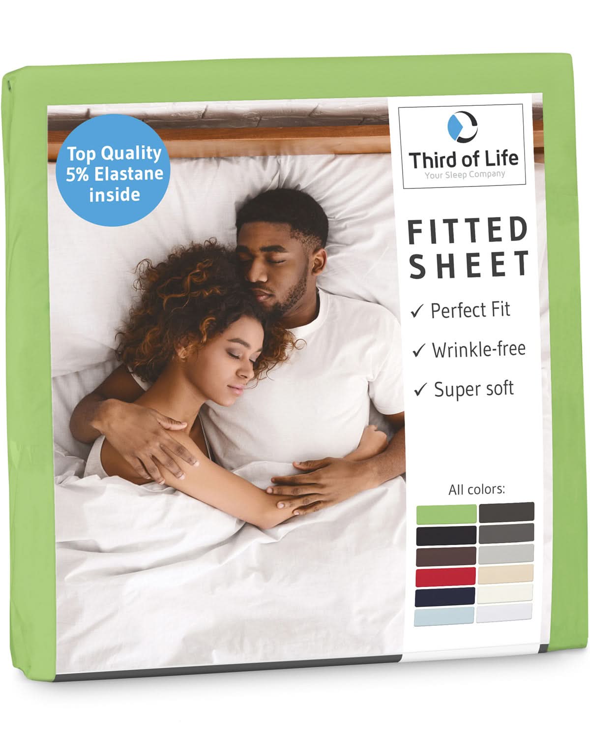 Spannbettlaken mit Elasthan BENE, faltenfrei und bügelfrei, supersoft und atmungsaktiv - Third of Life