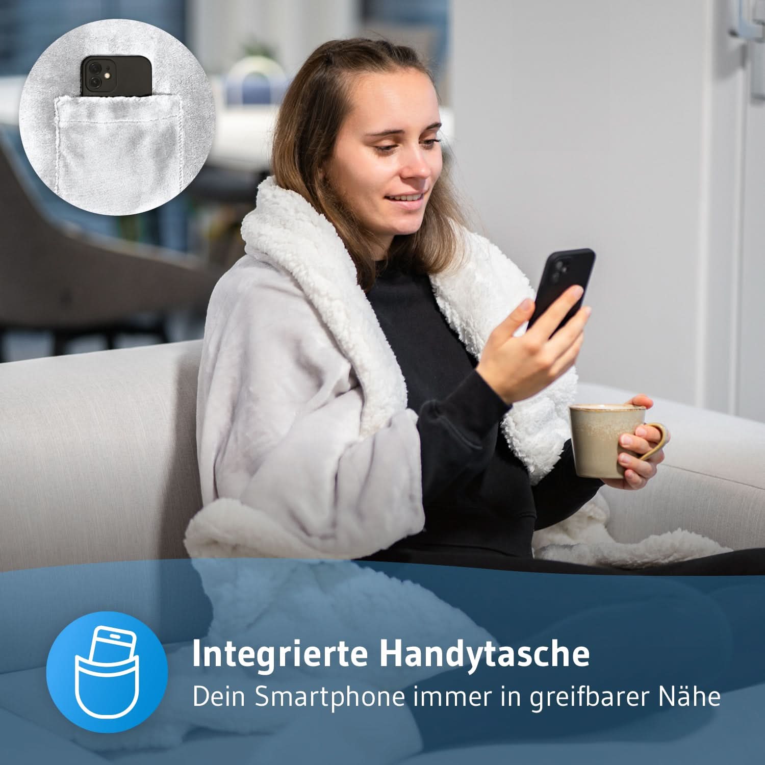KAMI - Sofa Kuschel-Tagesdecke mit Smartphone Tasche - Third of Life