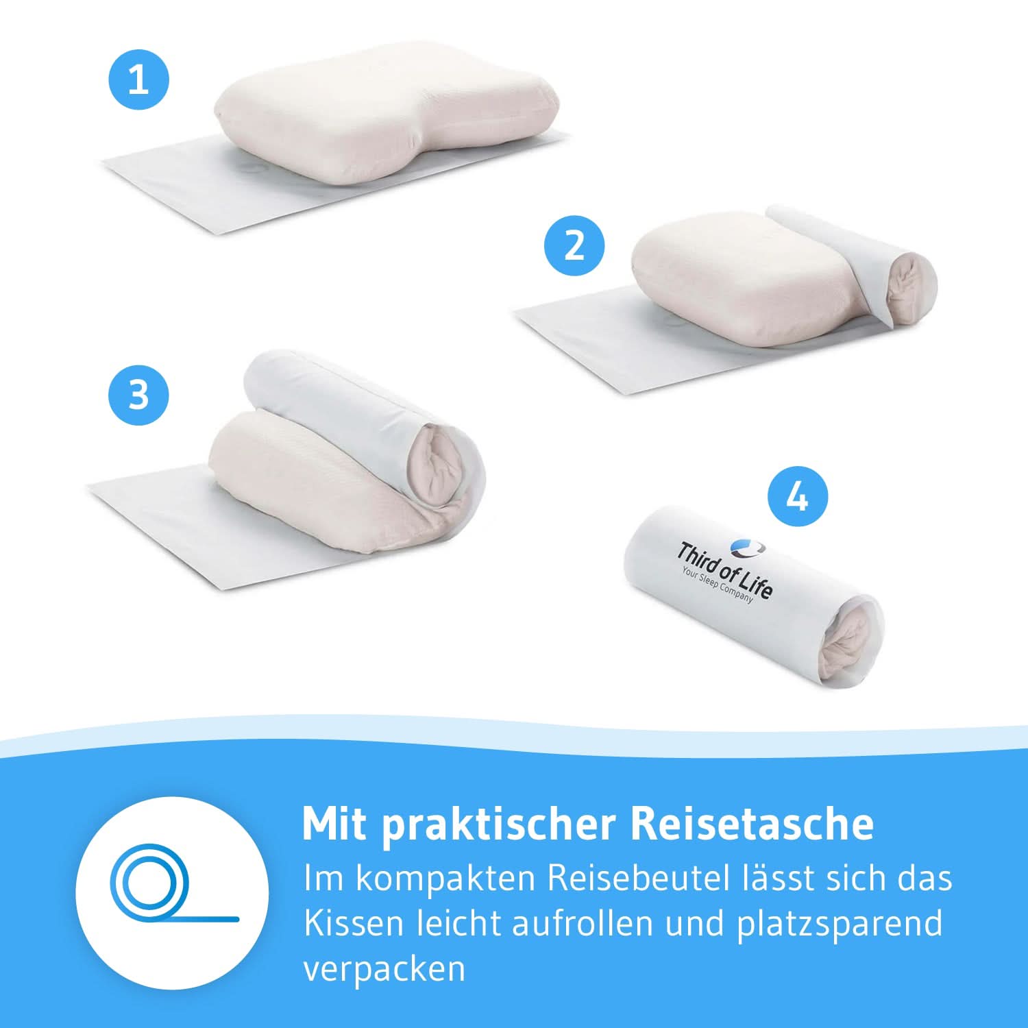 Wellnesskissen maBELLA mit SKIN+ Bezug zur Hautpflege, Aromatherapie mit Ylang-Ylang-Öl, für alle Schlafpositionen geeignet - Third of Life