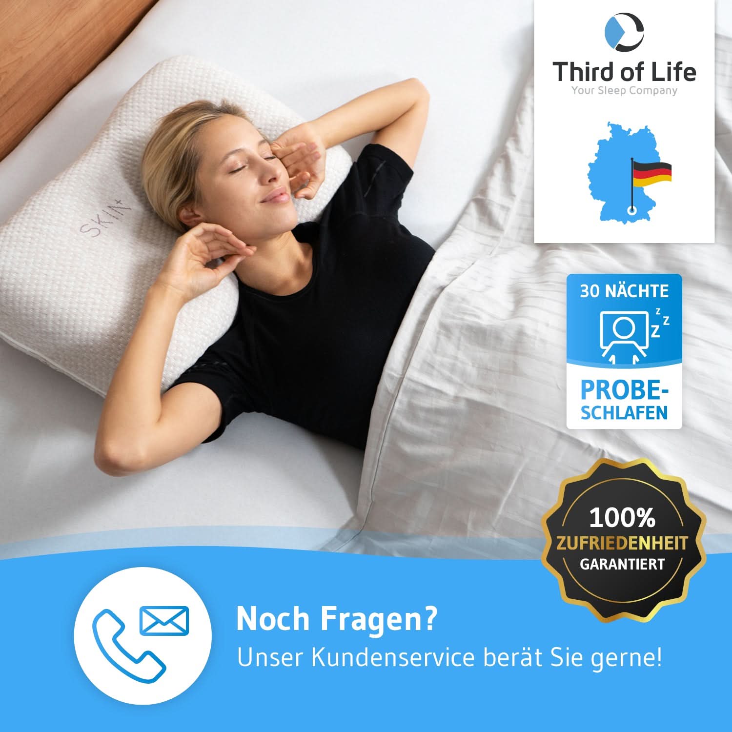 Wellnesskissen maBELLA mit SKIN+ Bezug zur Hautpflege, Aromatherapie mit Ylang-Ylang-Öl, für alle Schlafpositionen geeignet - Third of Life