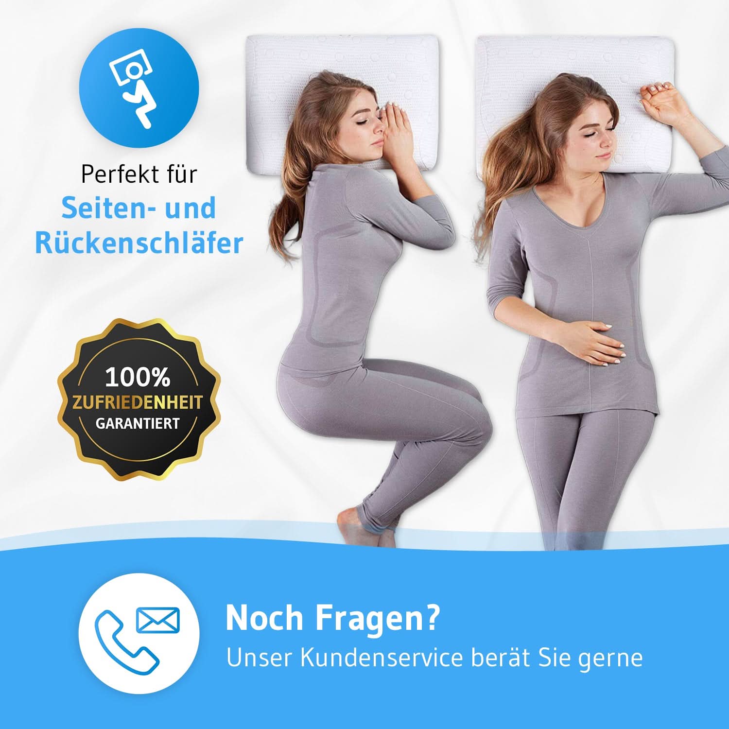 Nackenstützkissen MATAR mit Nackenwelle für Seiten- und Rückenschläfer, aus Visco Schaum, höhenverstellbar und ergonomisch - Third of Life