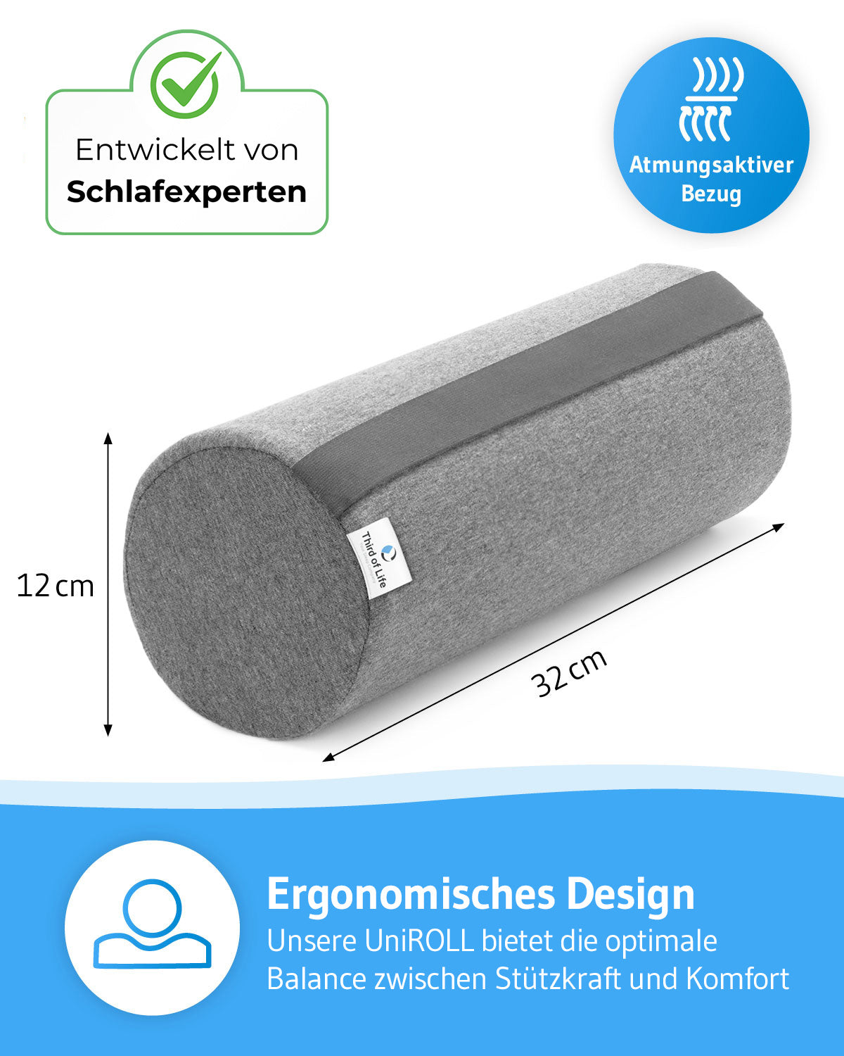UniRoll klein Nackenrolle aus Visco Schaum - Third of Life