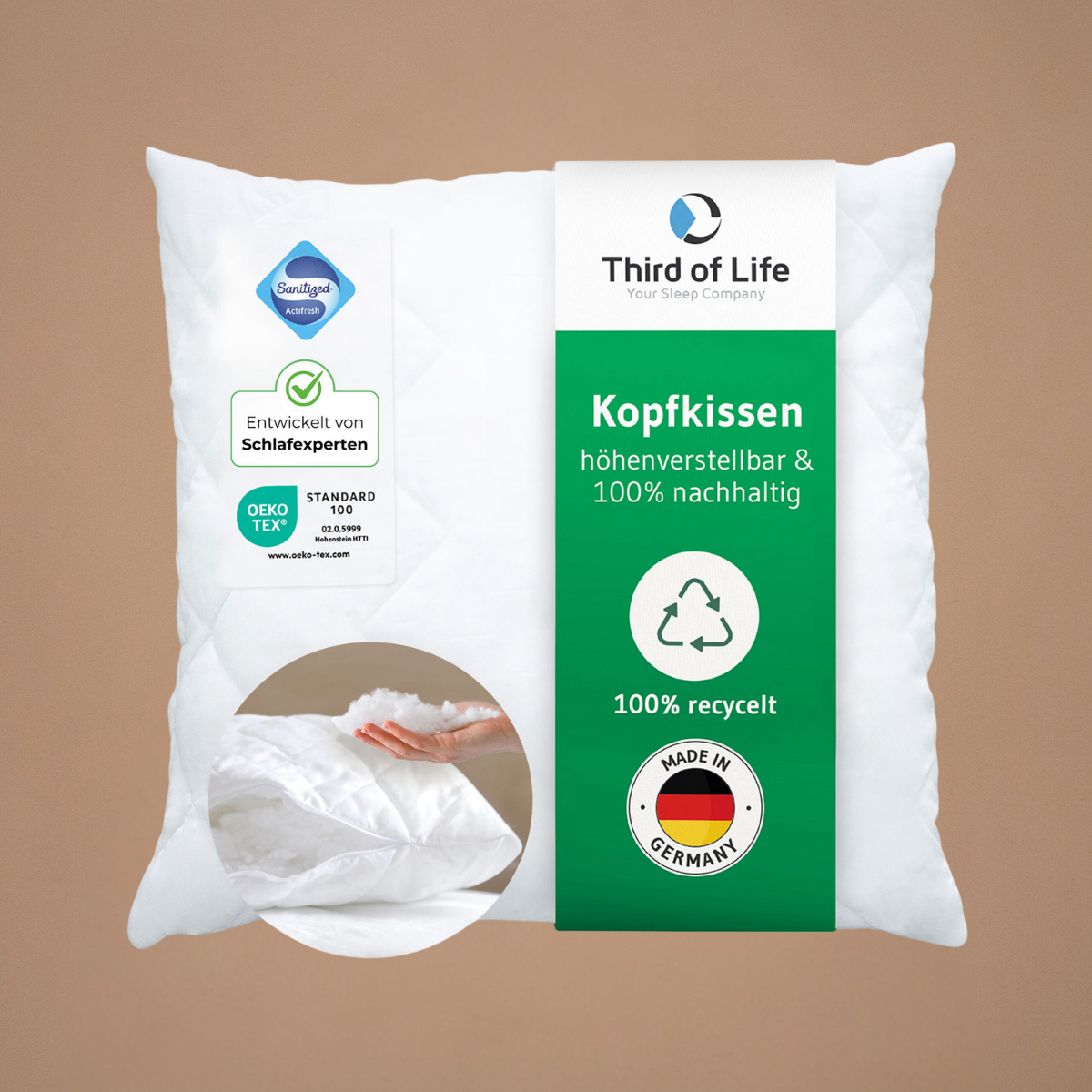 VERDA nachhaltiges Kopfkissen - Third of Life