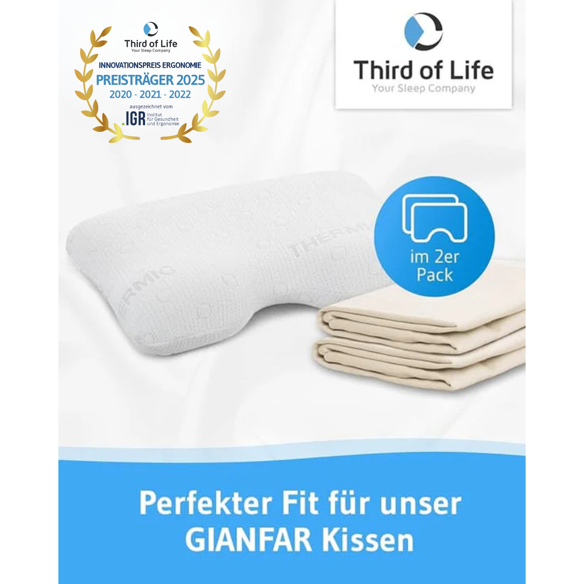 GIANFAR Baumwoll-Kissenbezug Doppelpack - Third of Life