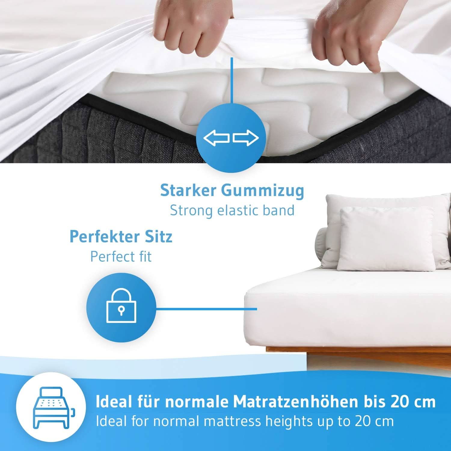 Spannbettlaken mit Elasthan BENE, faltenfrei und bügelfrei, supersoft und atmungsaktiv - Third of Life