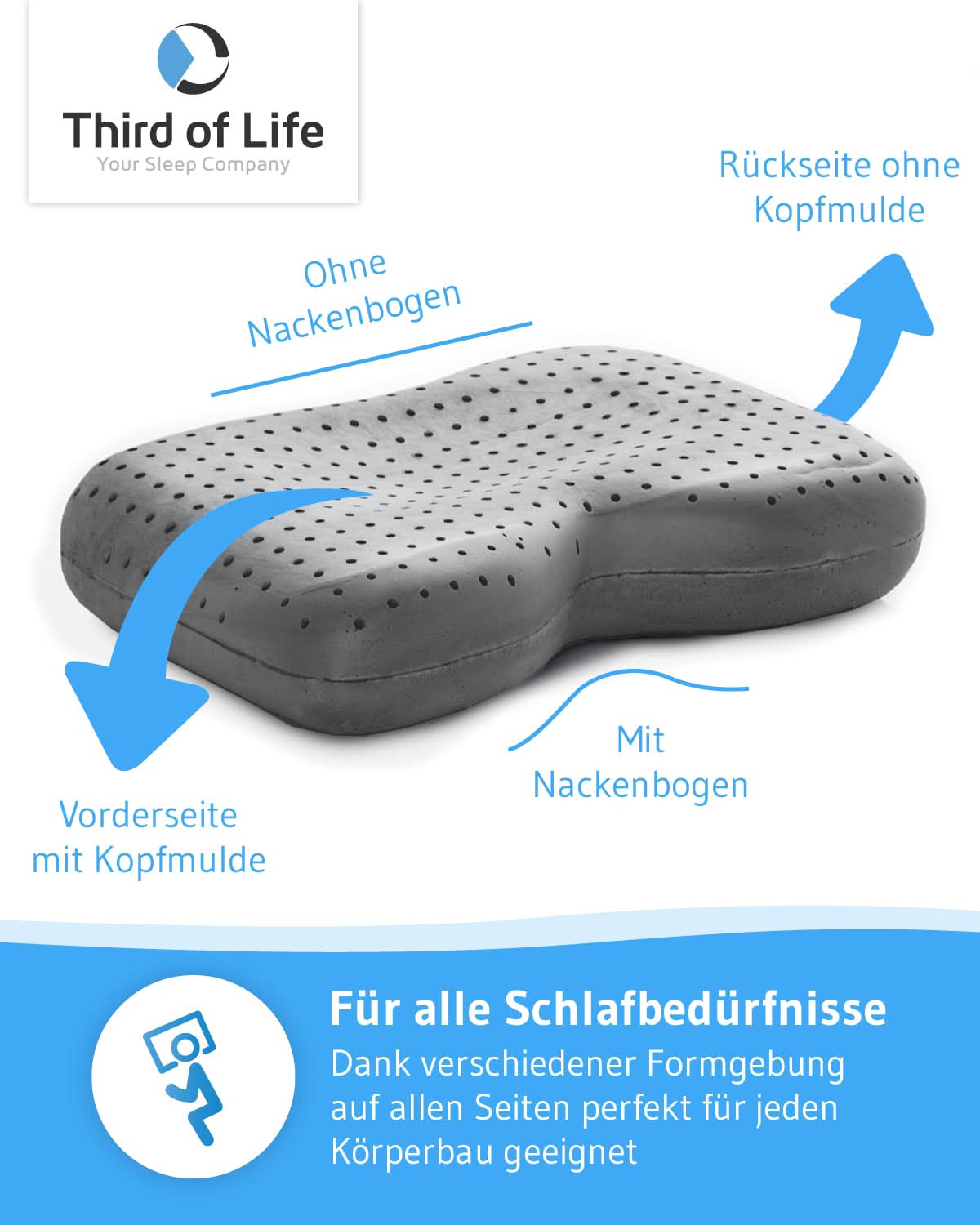 Nackenkissen ReCharge mit Bambus-Aktivkohle Viskoschaum - Third of Life