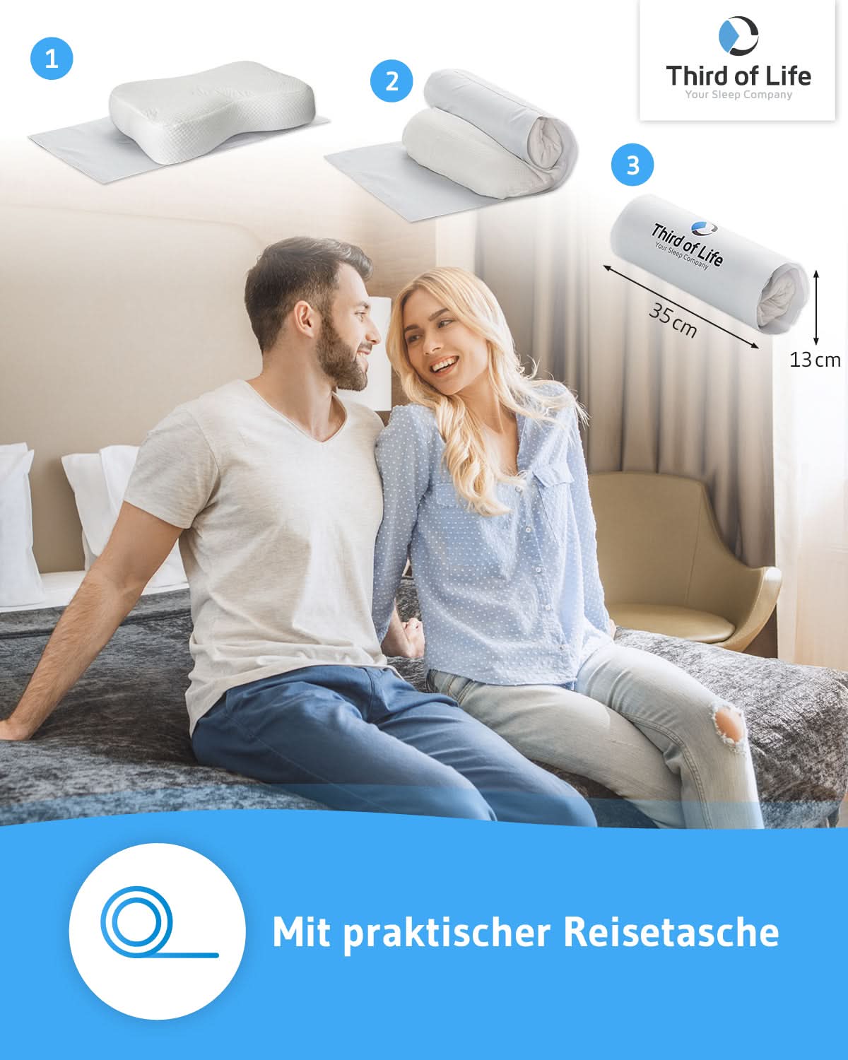 Nackenkissen ReCharge mit Bambus-Aktivkohle Viskoschaum - Third of Life