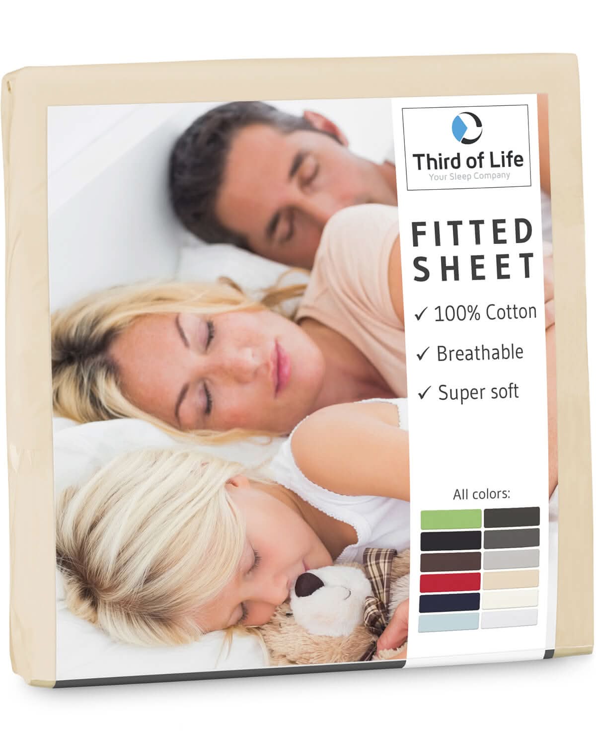 Jersey-Spannbettlaken aus 100 % Baumwolle ALBA, supersoft und atmungsaktiv, fusselfrei - Third of Life