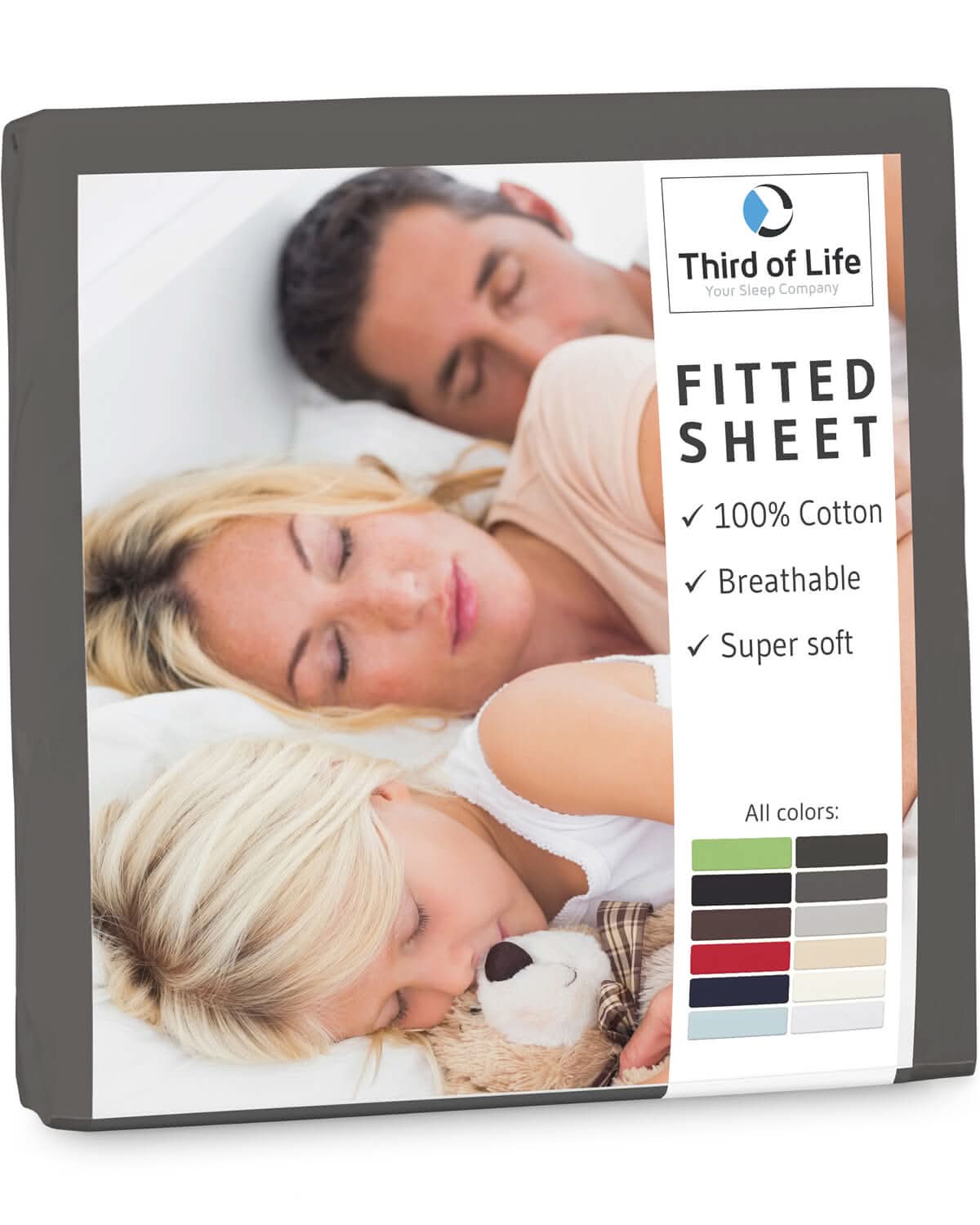 Jersey-Spannbettlaken aus 100 % Baumwolle ALBA, supersoft und atmungsaktiv, fusselfrei - Third of Life