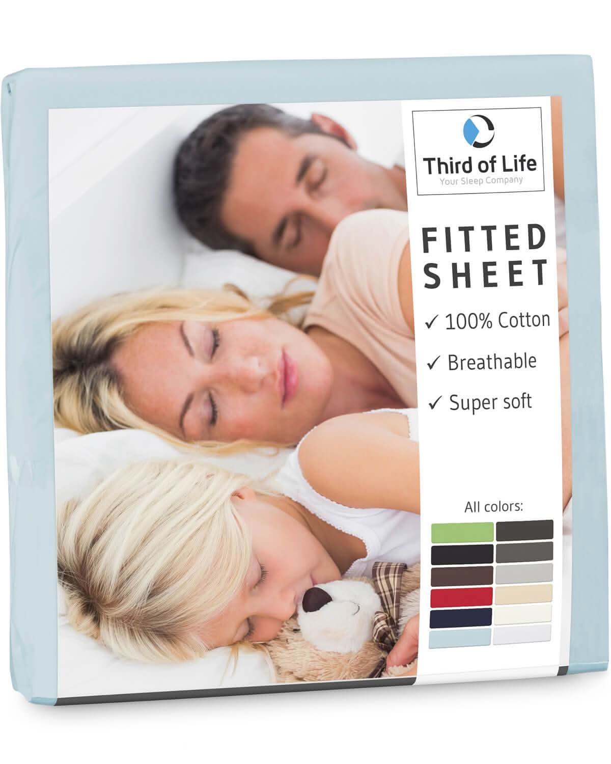 Jersey-Spannbettlaken aus 100 % Baumwolle ALBA, supersoft und atmungsaktiv, fusselfrei - Third of Life
