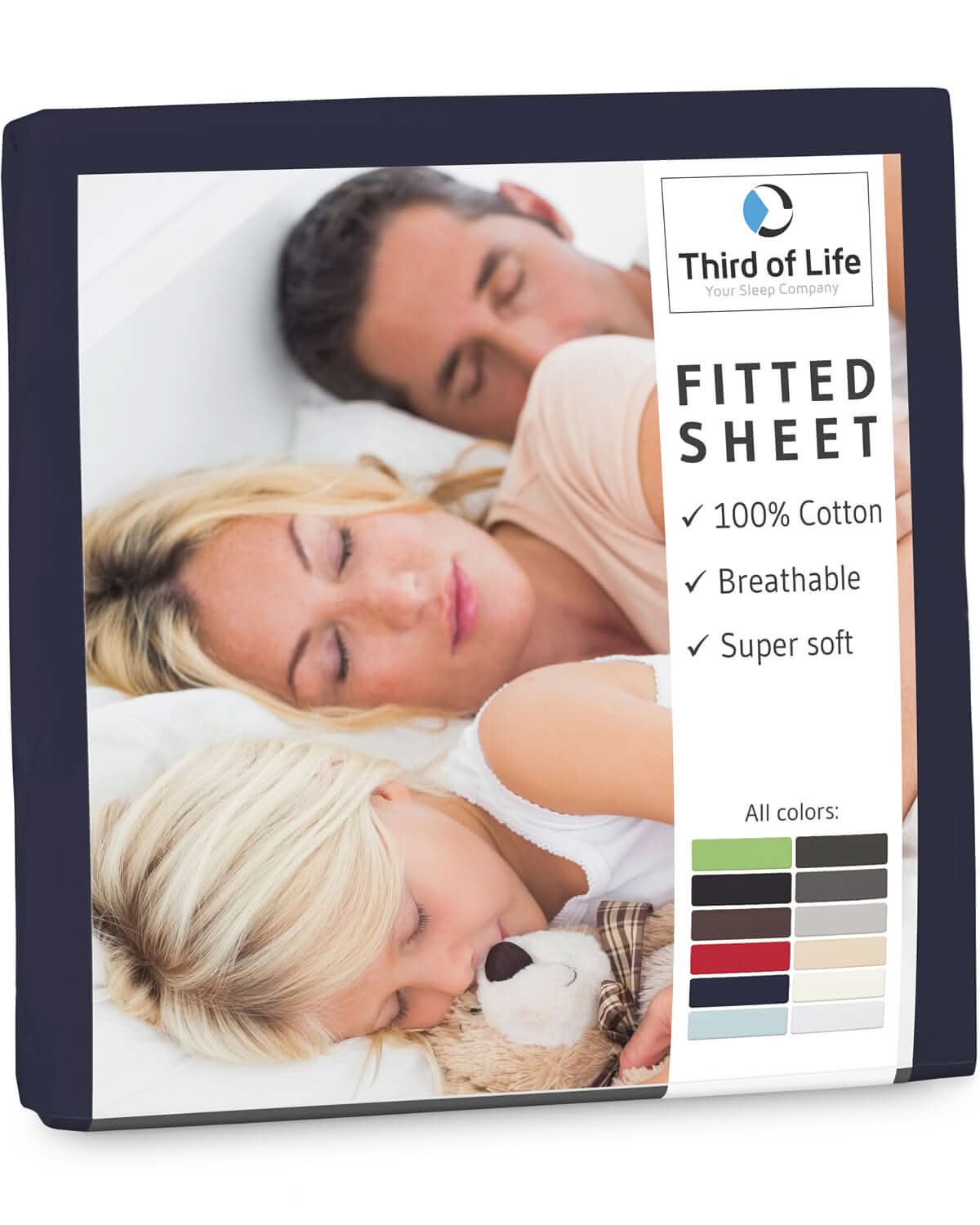 Jersey-Spannbettlaken aus 100 % Baumwolle ALBA, supersoft und atmungsaktiv, fusselfrei - Third of Life