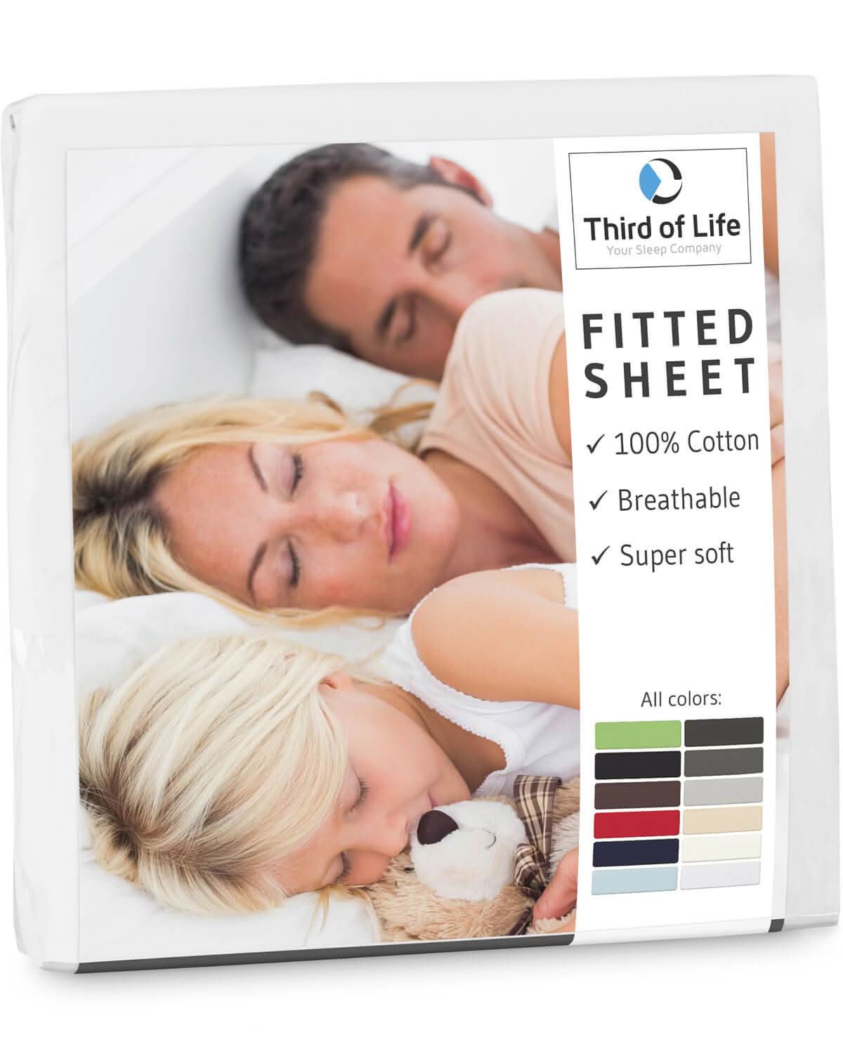 Jersey-Spannbettlaken aus 100 % Baumwolle ALBA, supersoft und atmungsaktiv, fusselfrei - Third of Life