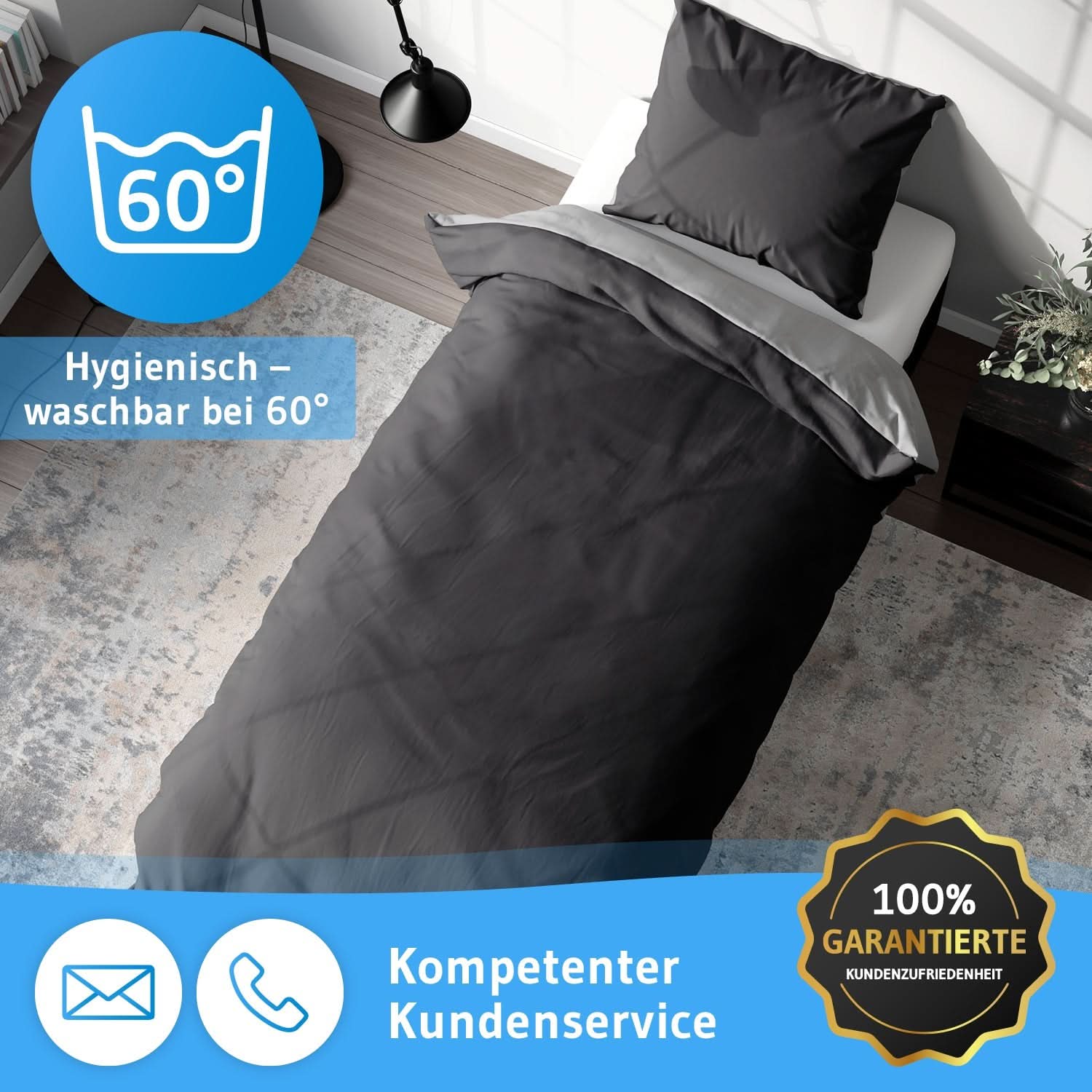 Mako-Satin Bettwäsche ELLA - 100% Baumwolle - STANDARD 100 by OEKO-TEX® – warm & flauschig - Third of Life