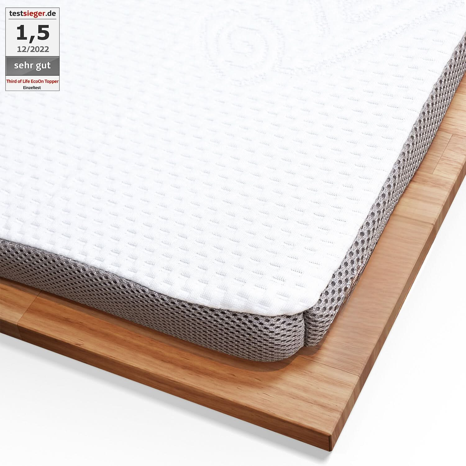 Topper EcoON - Ergonomische Matratzentopper aus Memory-Schaum mit Bezug aus nachhaltigem Tencel - Third of Life