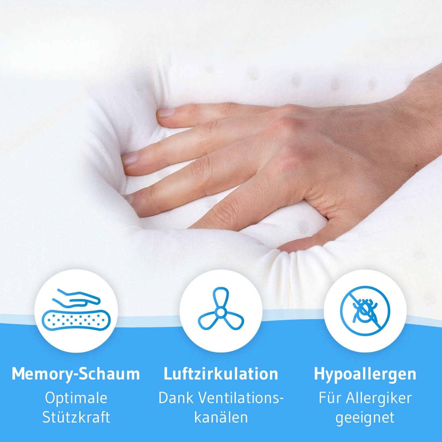 Nackenstützkissen MATAR mit Nackenwelle für Seiten- und Rückenschläfer, aus Visco Schaum, höhenverstellbar und ergonomisch - Third of Life