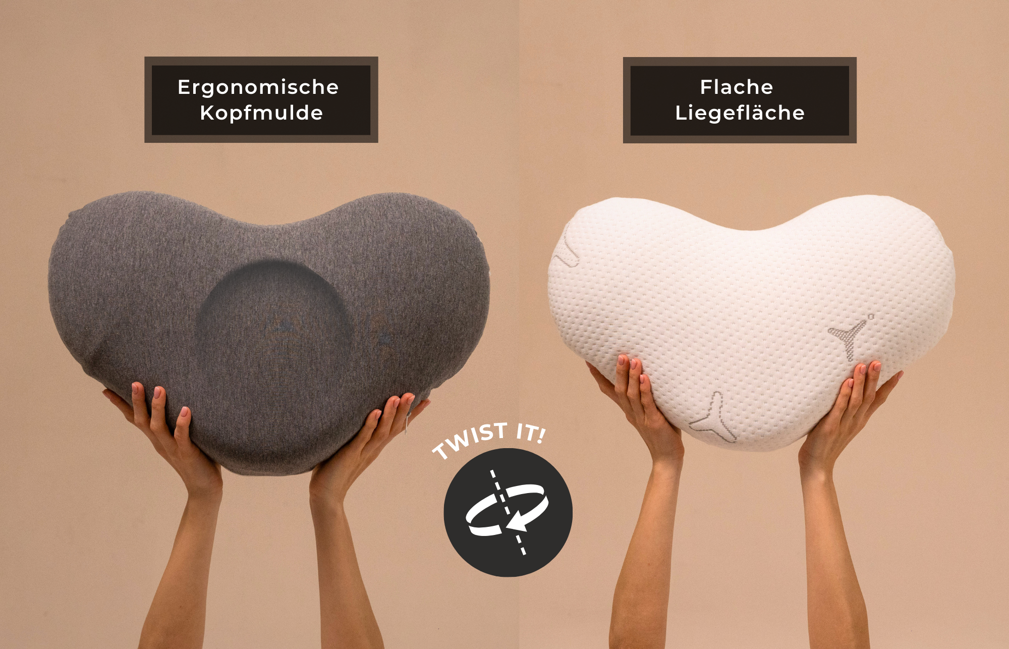 TWIST-  2-seitiges Seitenschläfer-Kopfkissen mit zwei Liegeflächen - Third of Life