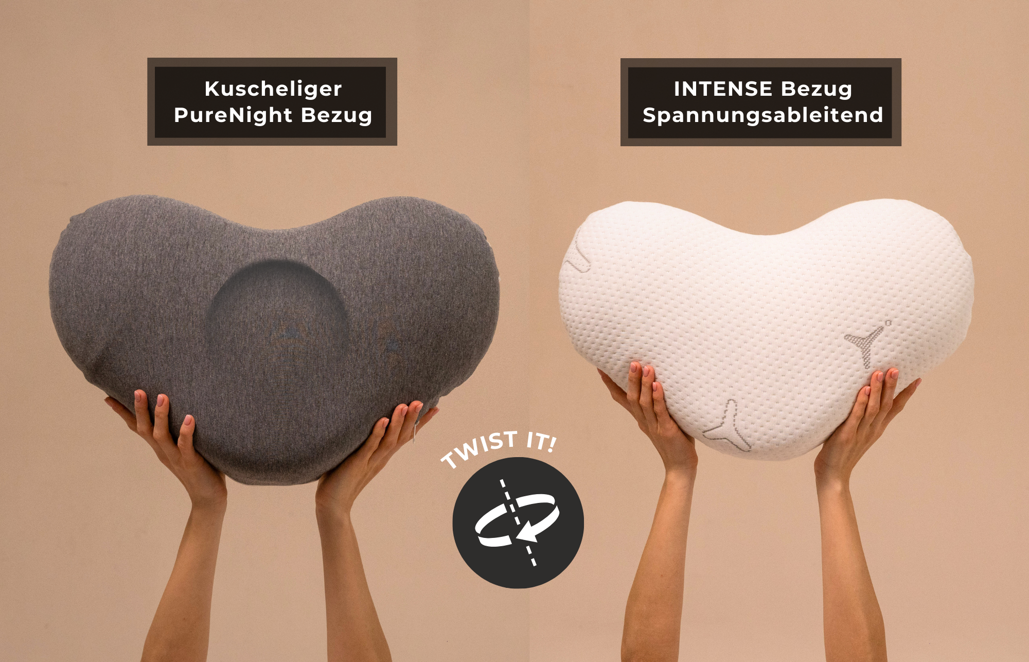 TWIST-  2-seitiges Seitenschläfer-Kopfkissen mit zwei Liegeflächen - Third of Life
