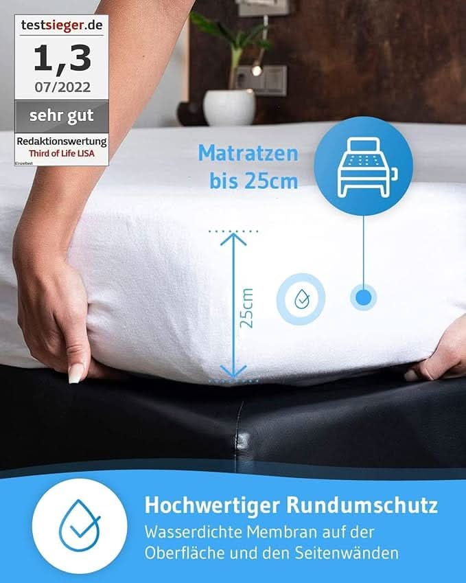 Matratzenschoner LISA mit Seitenwänden, 100% wasserdicht und für Allergiker geeignet - Third of Life