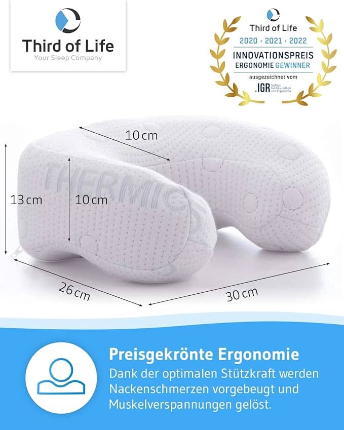 Nackenhörnchen ANDAR aus Visco Schaum, ergonomisches Reisekissen, leicht zu transportieren, mit thermoregulierendem Bezug - Third of Life