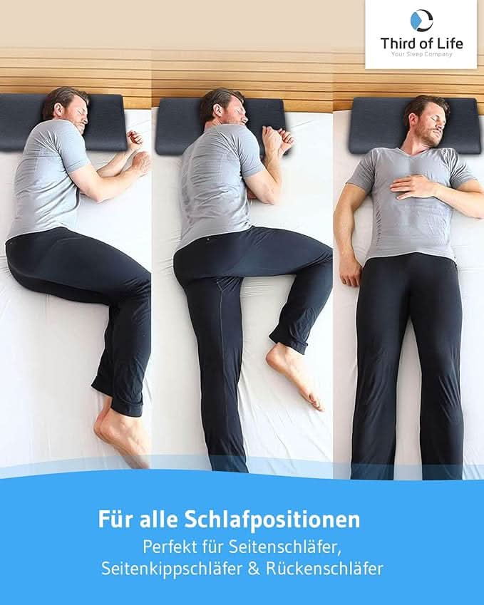 Nackenstützkissen HADAR aus Visco Schaum, für Seiten- und Rückenschläfer, höhenverstellbar und ergonomisch, passt in 40 x 80 cm Bezug - Third of Life