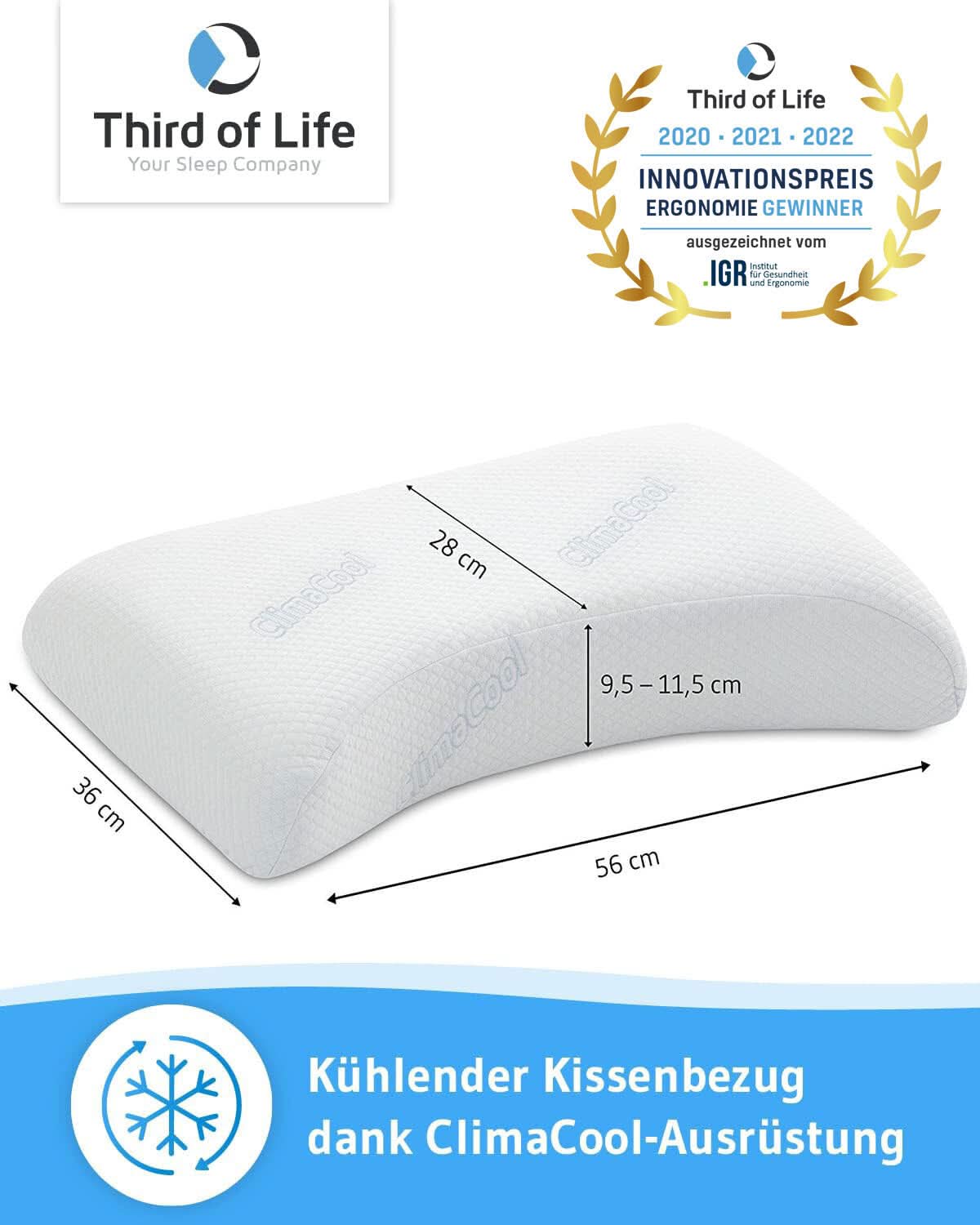VITAL ice kühlendes Nackenstützkissen mit ClimaCool Bezug - Third of Life