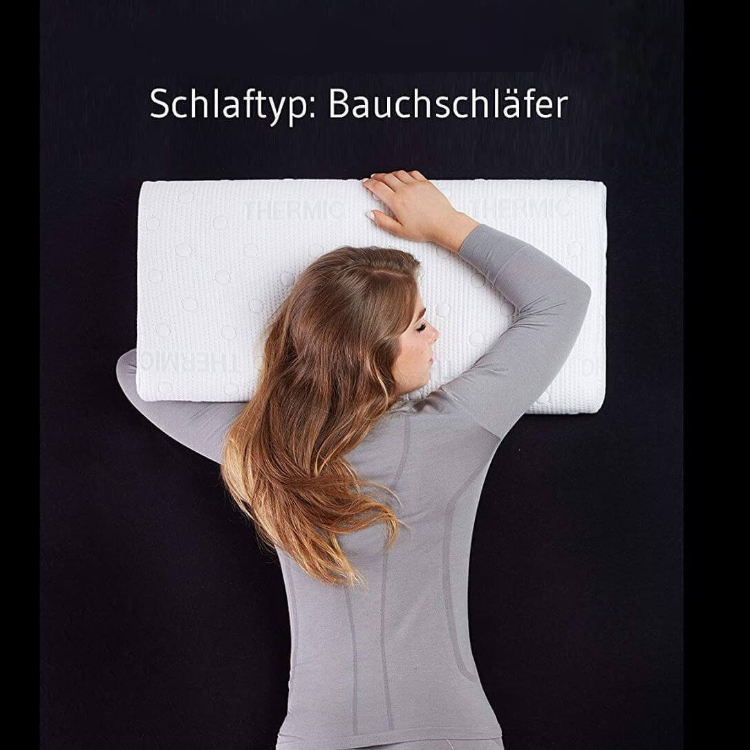 Bauchschläferkissen MIZAR, 7 cm hoch und extra weich für Bauchschläfer,  ergonomisches Kissen aus Visco Schaum, 40 x 60 cm | Third of Life