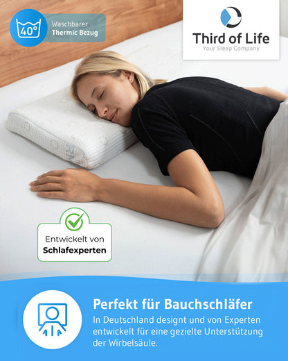 HADAR low - Flaches Bauchschläferkissen für erholsame Nächte - Ergonomisch aus Visco Schaum - Third of Life