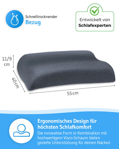 MATAR Nackenstützkissen mit Nackenwelle, höhenverstellbar aus Visco Schaum