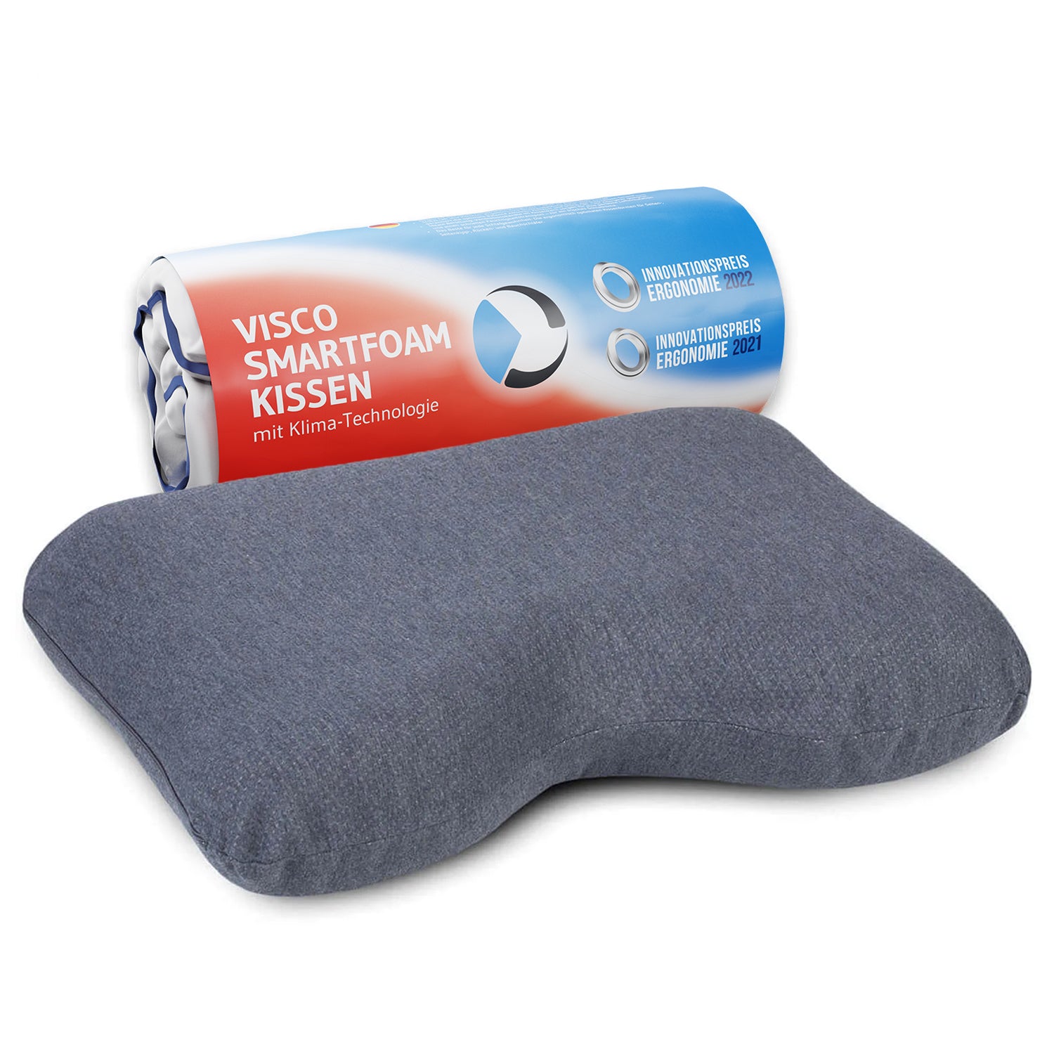 Seitenschläferkissen GIANFAR mit Nackenbogen, orthopädisches HWS Nackenstützkissen aus Visco Schaum mit Klimabezug - Third of Life