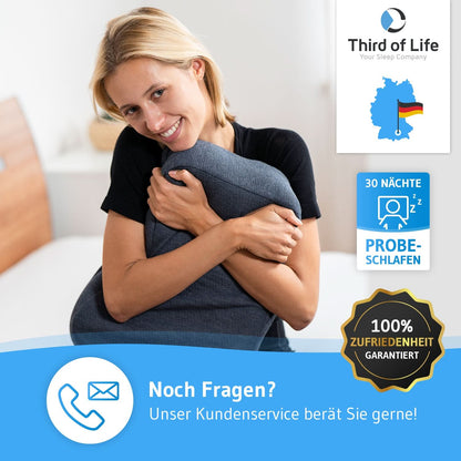 Nackenstützkissen NuMOON QuickDry, Kopfkissen aus Visco Schaum mit Bambus-Aktivkohle und Thermic Bezug, für alle Schlafpositionen geeignet - Third of Life