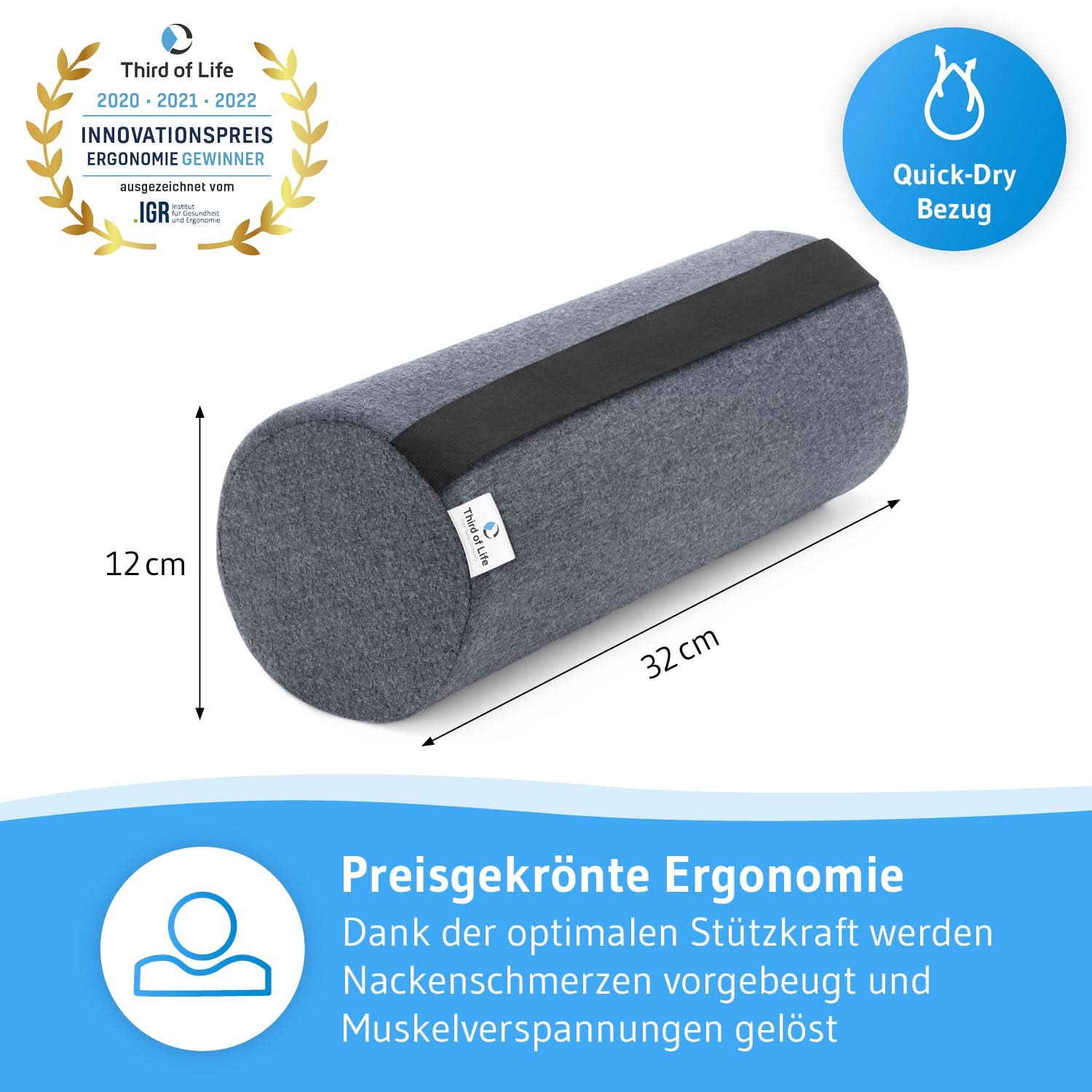 Viskoschaum Nackenrolle UniRoll klein - Third of Life