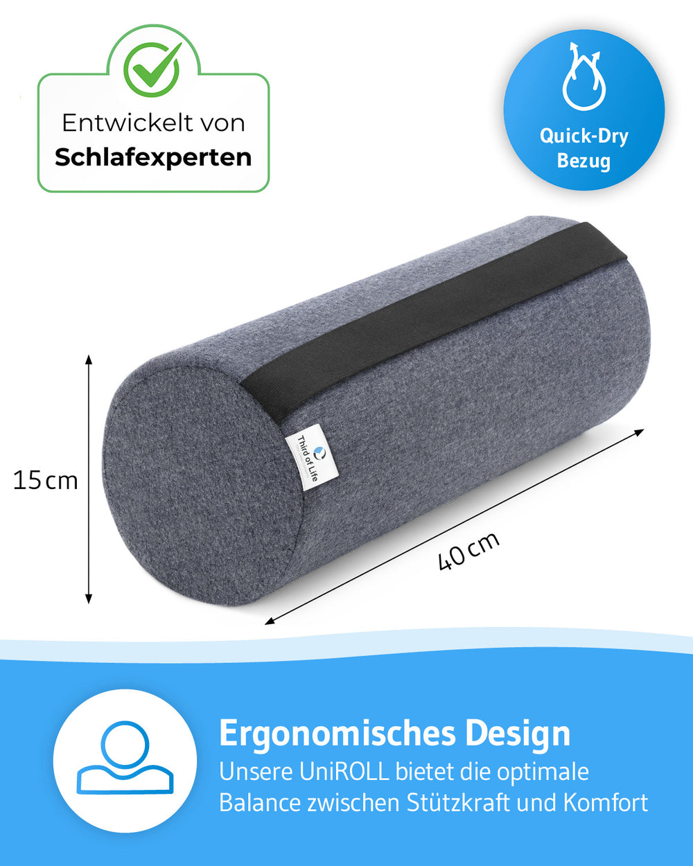 UniRoll Groß – Nackenrolle aus Visco Schaum – Third of Life